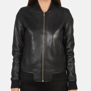 NovaPro Women’s Luxury Leather Bomber Jacket – 100% Top-Grain Genuine Leather, Elegant Craftsmanship with Perfect Fit & Style